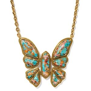 Kendra Scott Gold and Turquoise Butterfly Necklace Yellow Rose